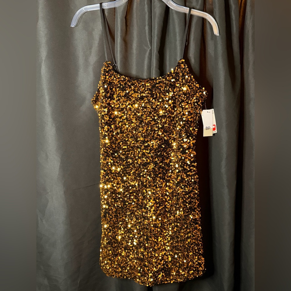 BP Sparkling Gold Mini Dress —#133 - Picture 4 of 13